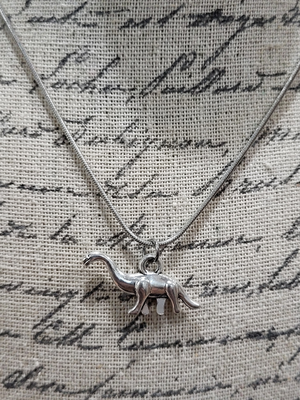 Silver Dinosaur Pendant Necklace - Silver